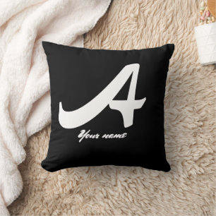 Monogram Letter A Custom Name Throw Pillow