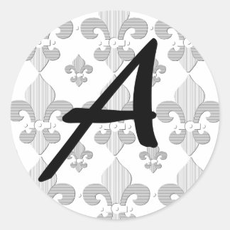 Monogram Letter A Fleur de Lys Design Sticker