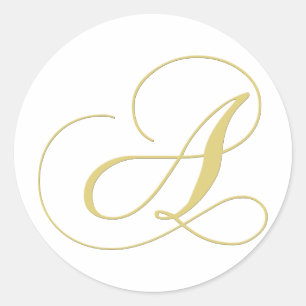 Monogram Letter A Golden Single Classic Round Sticker