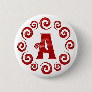 Monogram Letter A Red 6 Cm Round Badge