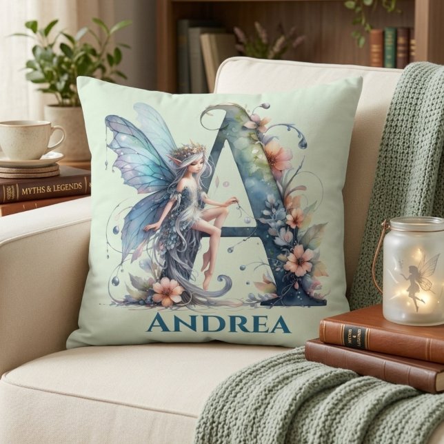 Monogram Letter A With Name Fairy Cushion (Creator Uploaded)