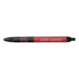 Monogram Letter B - buffalo plaid red black Ink Pen