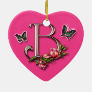 MONOGRAM LETTER B - HEART ORNAMENT