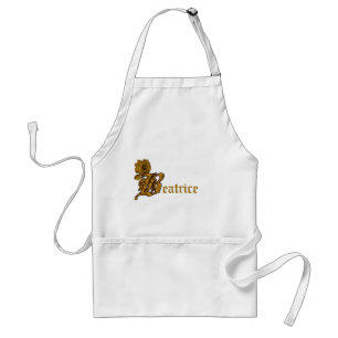 Monogram Letter B Name Gold Peony Personalised  Standard Apron