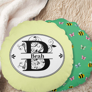 Monogram letter B pattern Round Cushion