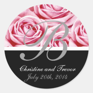 Monogram Letter B Pink Roses Sticker