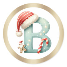 Monogram letter B, Santa hat Christmas  Sticker