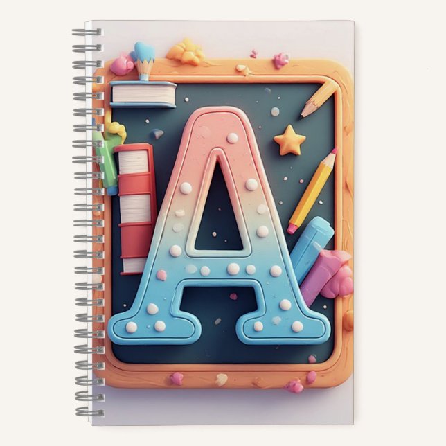 ✏️ Monogram Letter Back To School Colourful Style  Notebook (Front)