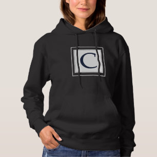 Monogram Letter C Alphabet C Initial Navy Blue Hoodie