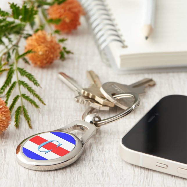 Monogram Letter C (Charlie) Nautical Alphabet Key Ring (Side)