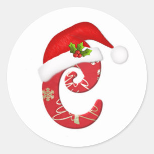 Monogram letter C, Santa hat Christmas  Sticker