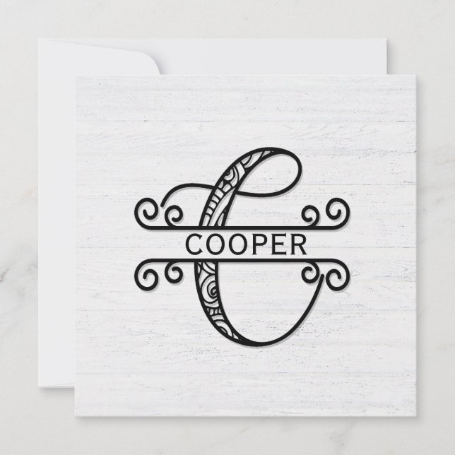 Monogram Letter C with Family Name  Card (Front)