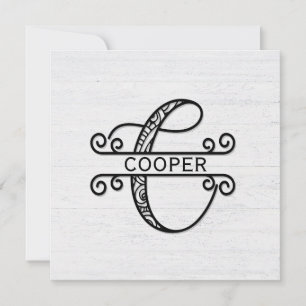 Monogram Letter C with Family Name  Card