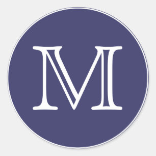Monogram Letter Classic Round Sticker