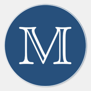 Monogram Letter Classic Round Sticker