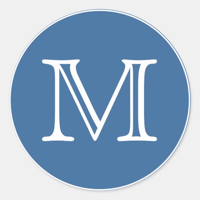 Monogram Letter Classic Round Sticker (Front)