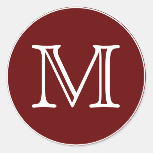 Monogram Letter Classic Round Sticker