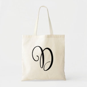 Monogram Letter D Budget Tote-Canvas Tote Bag