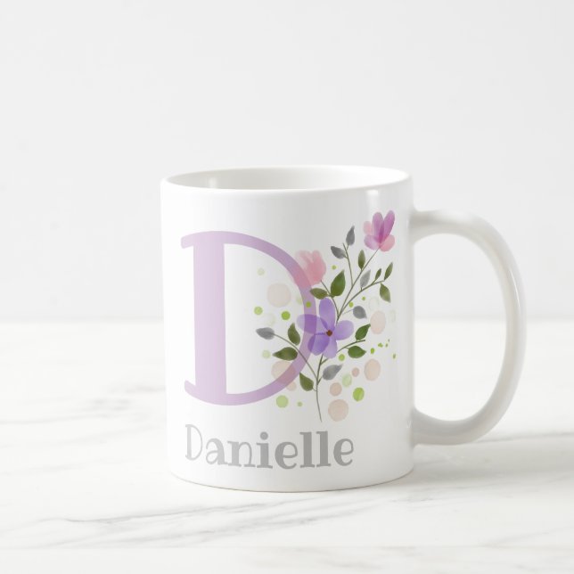 Monogram Letter D & Christian Name Coffee Mug (Right)