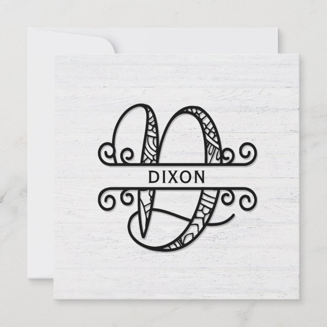 Monogram Letter D with Family Name  Card (Front)