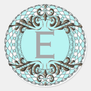 Monogram Letter E Blue Sticker/Envelope Seal