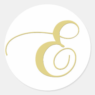 Monogram Letter E Golden Single Classic Round Sticker