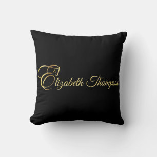 Monogram Letter E Horse in gold colour Cushion