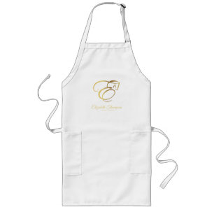 Monogram Letter E Horse in gold colour Long Apron