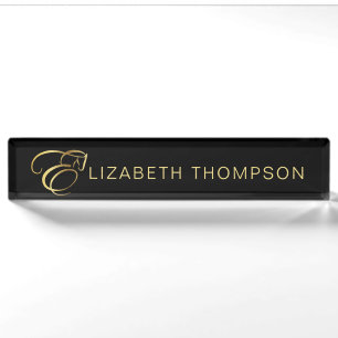 Monogram Letter E Horse in gold colour Nameplate
