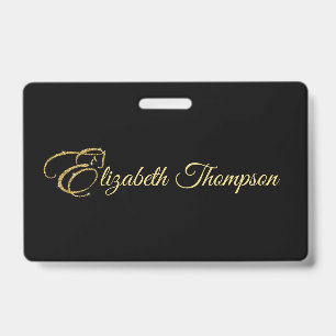 Monogram Letter E Horse in gold glitter ID Badge