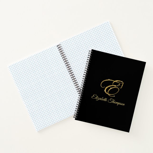 Monogram Letter E Horse in gold glitter Notebook (Inside)