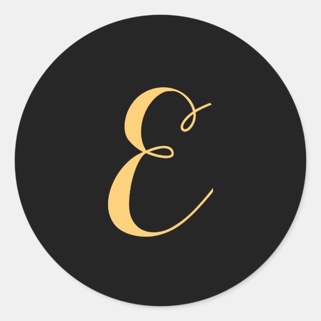 Monogram letter E script Gold-Colour Classic Round Sticker (Front)