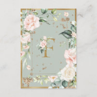 Monogram Letter F Elegant Green Floral Roses