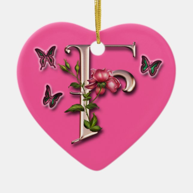 MONOGRAM LETTER F - HEART ORNAMENT (Front)