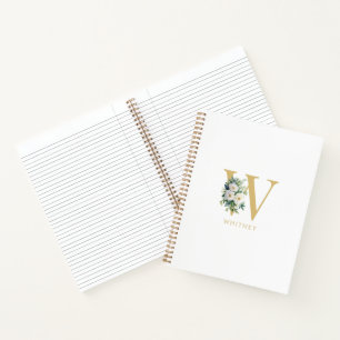 Monogram Letter Floral Initial Name Notebook