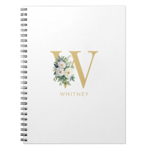 Monogram Letter Floral Initial Name Notebook
