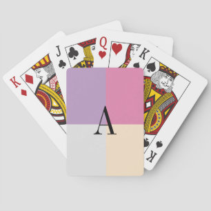 Monogram Letter Four Pastel Colours Playing Cards