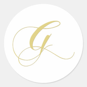Monogram Letter G Golden Single Classic Round Sticker