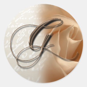 Monogram Letter G  Wedding Envelope Sticker