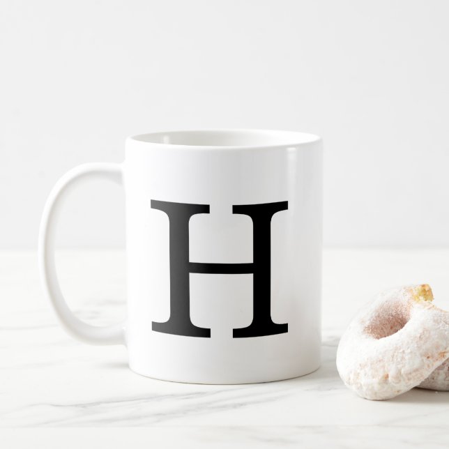 Monogram Letter H Classic Mug, 11 oz Coffee Mug (With Donut)