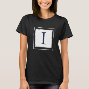 Monogram Letter I Alphabet I Initial Navy Blue T-Shirt