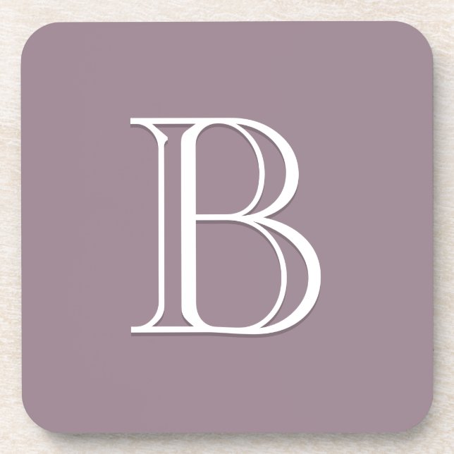 Monogram Letter Initial Elegant Purple and White Coaster (Front)