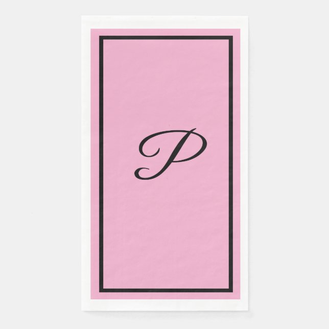 Monogram Letter Initial Pink Baby Shower Weddings Napkin (Front)