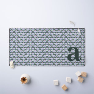 Monogram Letter Initial Sea Green Vintage Floral Desk Mat
