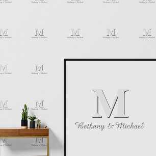 Monogram Letter Initials & Name(s) Grey on Grey Wallpaper