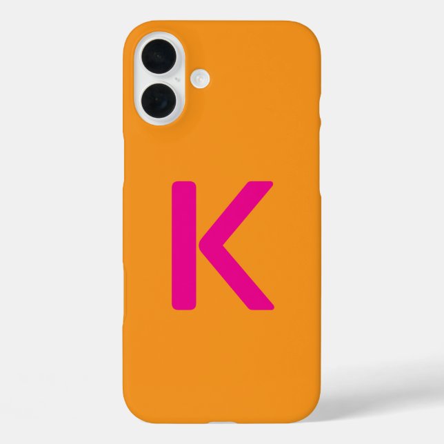 Monogram Letter Initials Orange Pink Custom Colour Case-Mate iPhone Case (Back)