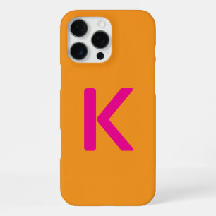 Monogram Letter Initials Orange Pink Custom Colour iPhone 16 Pro Max Case