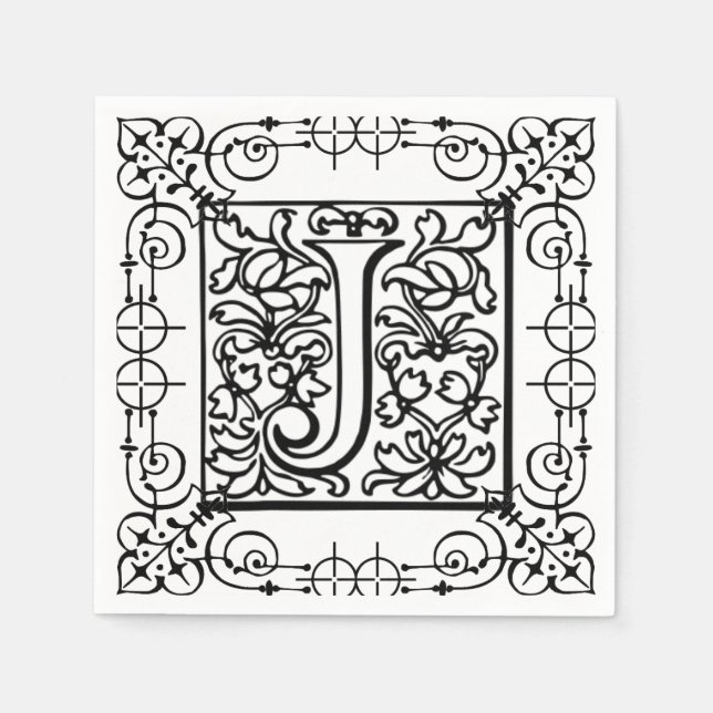 Monogram letter J Napkin (Front)