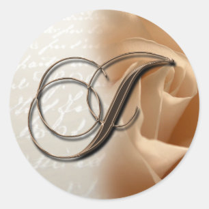 Monogram Letter J  Wedding Envelope Sticker