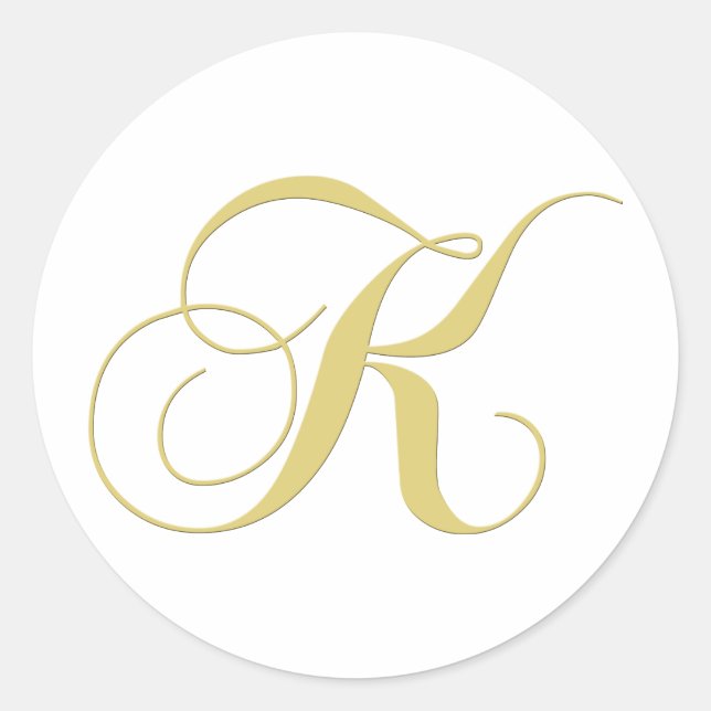 Monogram Letter K Golden Single Classic Round Sticker (Front)